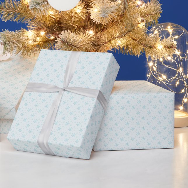 Pretty Mint Green Snowflakes Light Green Christmas Wrapping Paper (Holidays)
