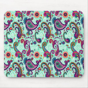 Pretty Mint Paisley Mouse Mat