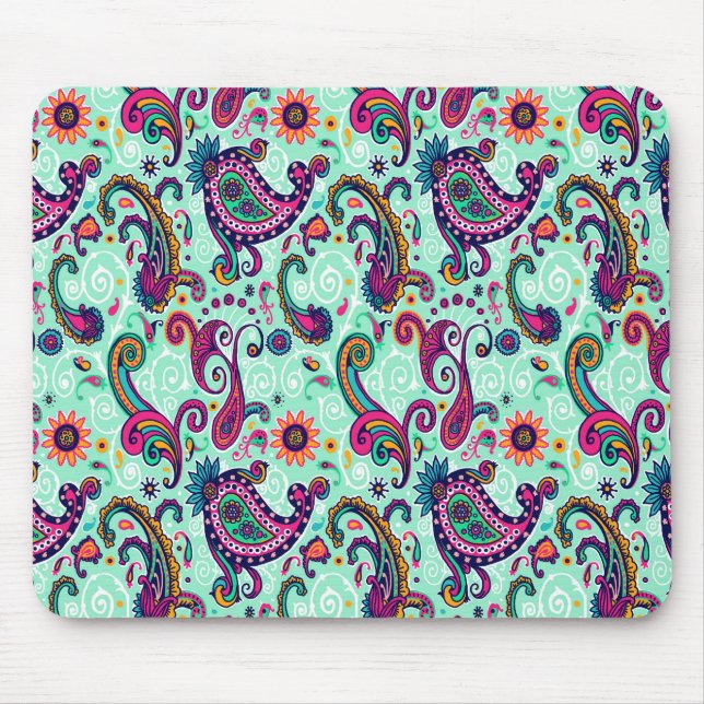 Pretty Mint Paisley Mouse Mat (Front)