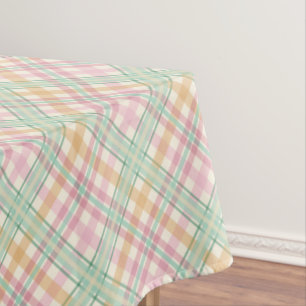 pretty mint pink pastels tartan plaid tablecloth