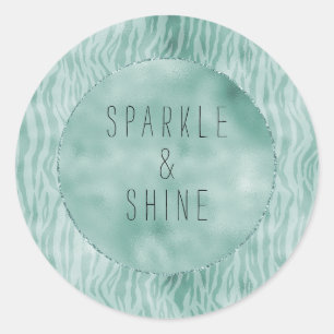 Pretty mint zebra print classic round sticker