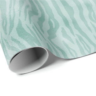 Pretty mint zebra print wrapping paper