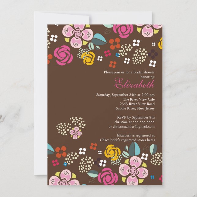 Pretty Modern Blooms Floral Bridal Shower Invitation (Front)