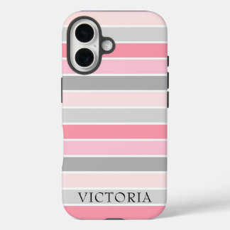 Pretty Modern Color Block Personalized Name iPhone 16 Case