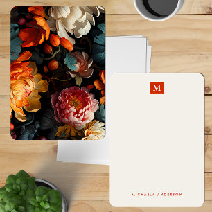 Pretty Modern Colourful Flowers Monogram & Name Card
