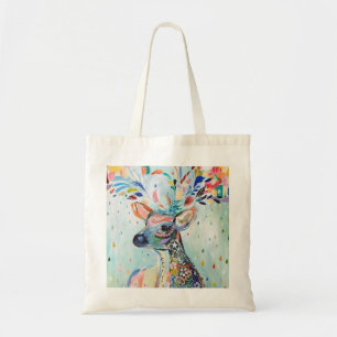 Pretty Modern Deer Art Flower Antlers Tote Bag