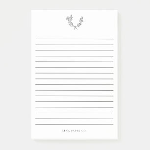 Pretty Modern Elegant Hand Drawn Bouquet Lined Post-it Notes