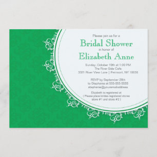 Pretty Modern Emerald Green Damask Bridal Shower Invitation