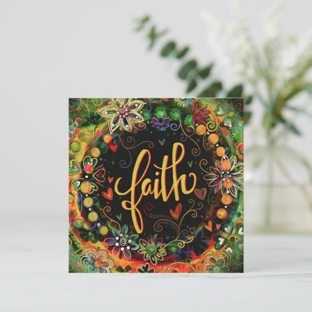 Pretty Modern Floral Faith Encouragement Thank You Card (Standing Front)