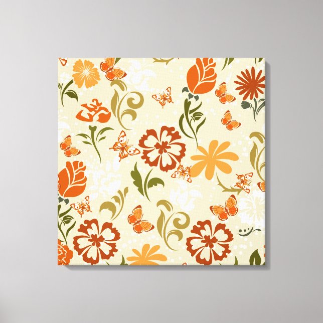 Pretty Modern Floral Pattern Canvas Print (Front)
