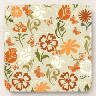 Pretty Modern Floral Pattern Coaster