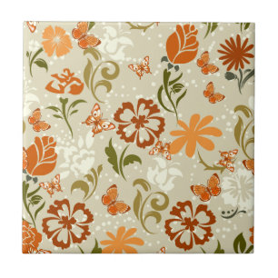 Pretty Modern Floral Pattern Tile