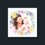 Pretty Modern Flower Wreath Custom Photo Canvas Print<br><div class="desc">Pretty flower wreath framing one of your favourite photos.</div>