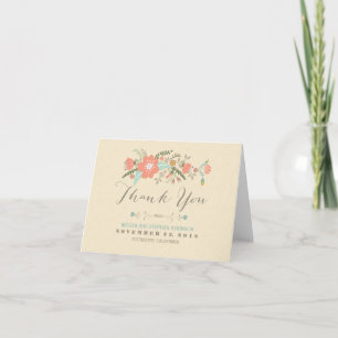 Pretty modern flowers handwritten thank you card