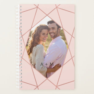 Pretty Modern Geometric Rose Gold Blush Photo Planner