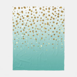 Pretty modern girly faux gold glitter confetti fleece blanket