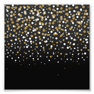 Pretty modern girly faux gold glitter confetti photo print