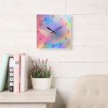 Pretty Modern gradient watercolor Rainbow backgrou Square Wall Clock<br><div class="desc">Pretty Modern gradient watercolor Rainbow background</div>