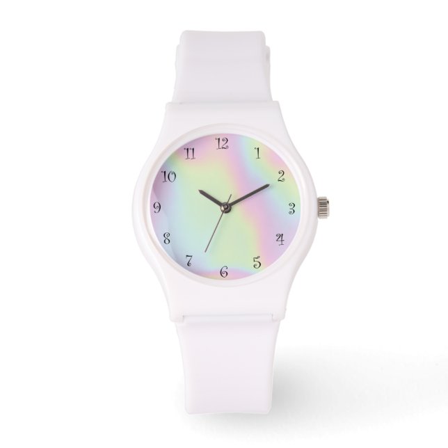 Pretty Modern gradient watercolor Rainbow backgrou Watch (Front)
