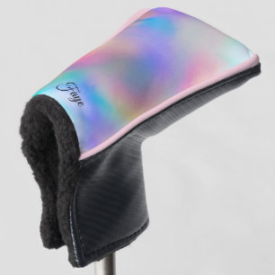 Pretty Modern gradient watercolor rainbow w Name Golf Head Cover