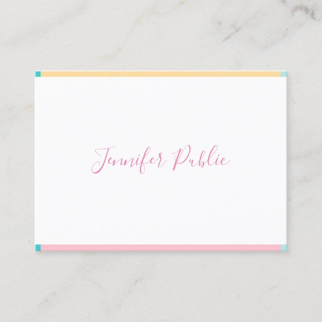 Pretty Modern Handwritten Name Simple Template Business Card (Front)