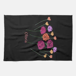 Pretty Modern Loose Flower  Tea Towel