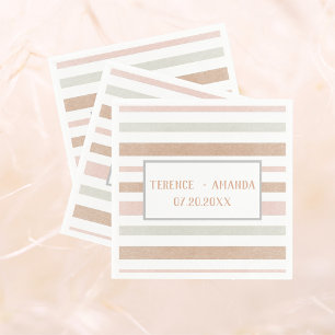 Pretty Modern Neutral Stripes Personalised Napkin