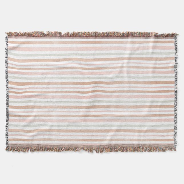 Pretty Modern Neutral Stripes Throw Blanket (Front)