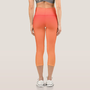 Pretty Modern orange gradient Watercolor Orange Capri Leggings