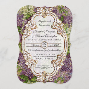 Pretty Modern Vintage Bridal Shower Lilac Floral Invitation