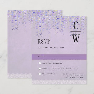 Pretty Modern Wisteria Lace Purple Wedding RSVP