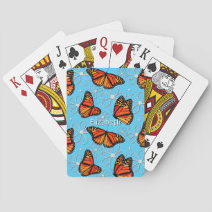 pretty Monarch butterflies pattern personalised Playing Cards
