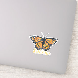 Pretty Monarch Butterfly Artwork with Name Sticker