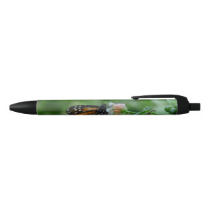 Pretty Monarch Butterfly Floral  Blue Ink Pen