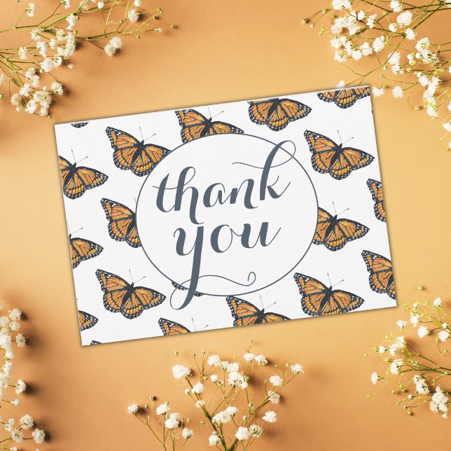 Pretty Monarch Butterfly Pattern Thank You Card (Creator Uploaded)