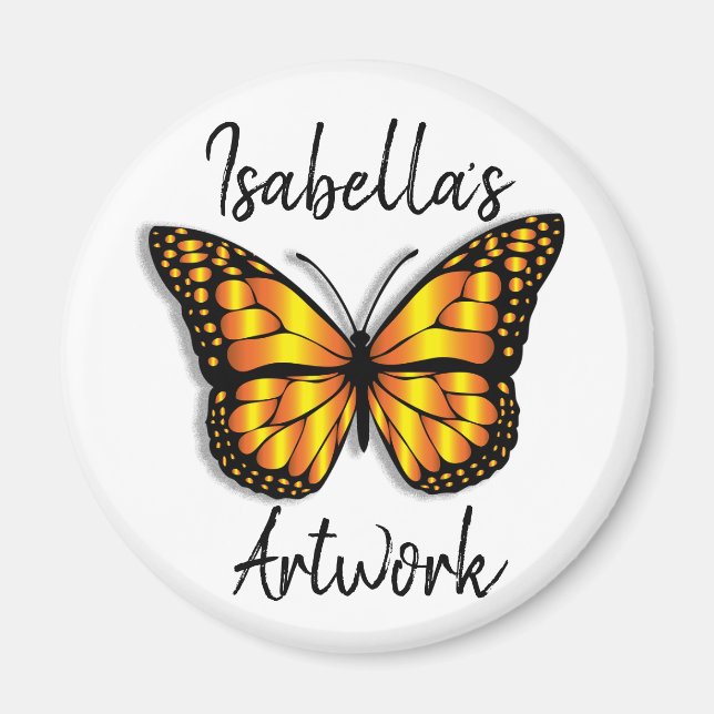 Pretty Monarch Butterfly Personalised Name Magnet (Front)