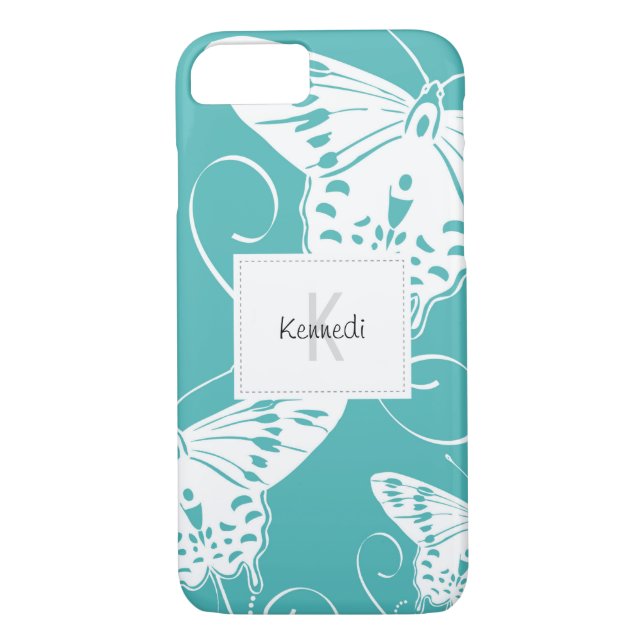 Pretty Monogram Butterflies Art Case-Mate iPhone Case (Back)
