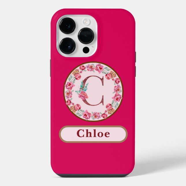 Pretty Monogram C Floral  iPhone Case (Back)