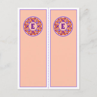 Pretty Monogram E Bookmark Postcard