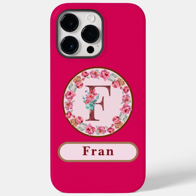 Pretty Monogram F Floral  Case-Mate iPhone Case (Back)