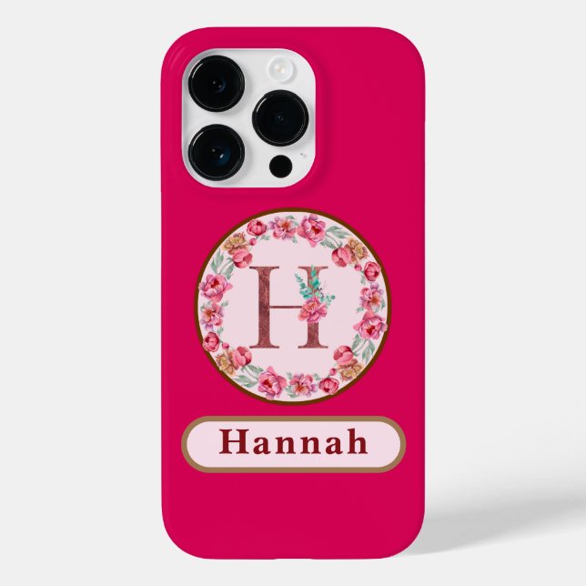Pretty Monogram H Floral Case-Mate iPhone Case (Back)