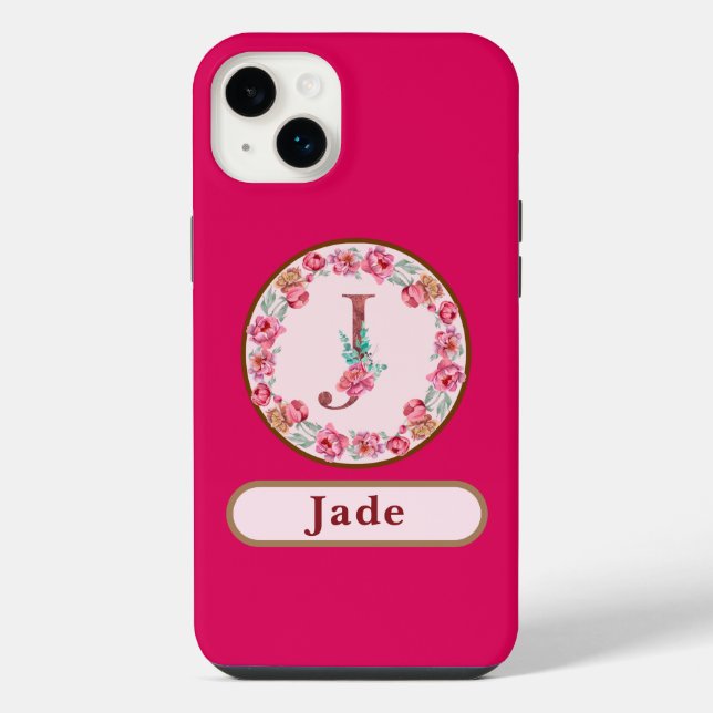 Pretty Monogram J Floral  iPhone Case (Back)
