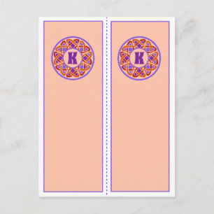 Pretty Monogram K Bookmark Postcard