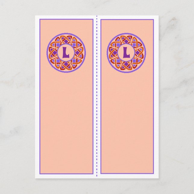 Pretty Monogram L Bookmark Postcard (Front)