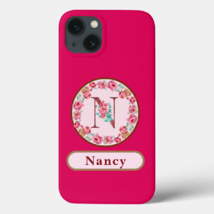 Pretty Monogram N Floral  iPhone 13 Case