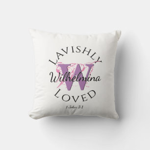 Pretty Monogram Name LAVISHLY LOVED Lilac W Cushion