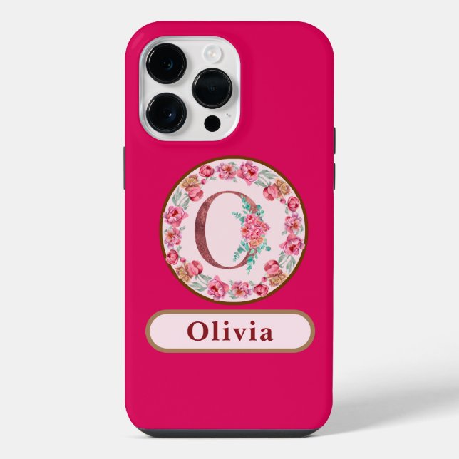 Pretty Monogram O Floral Case-Mate iPhone Case (Back)
