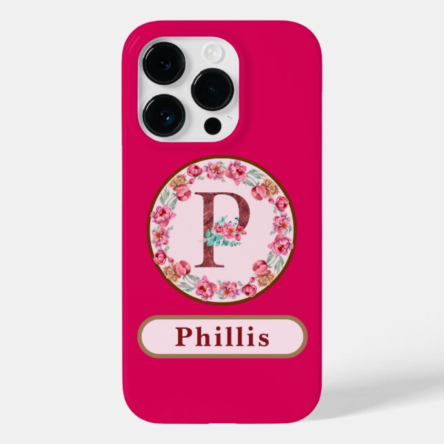 Pretty Monogram P Floral  Case-Mate iPhone Case (Back)