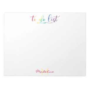 Pretty Monogrammed To Do List Modern Rainbow Notepad