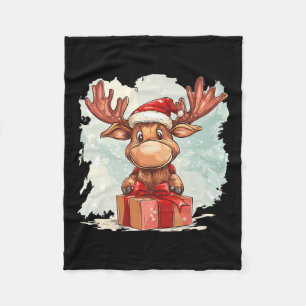 Pretty Moose With Christmas Box Outfit For Boys An Fleece Blanket